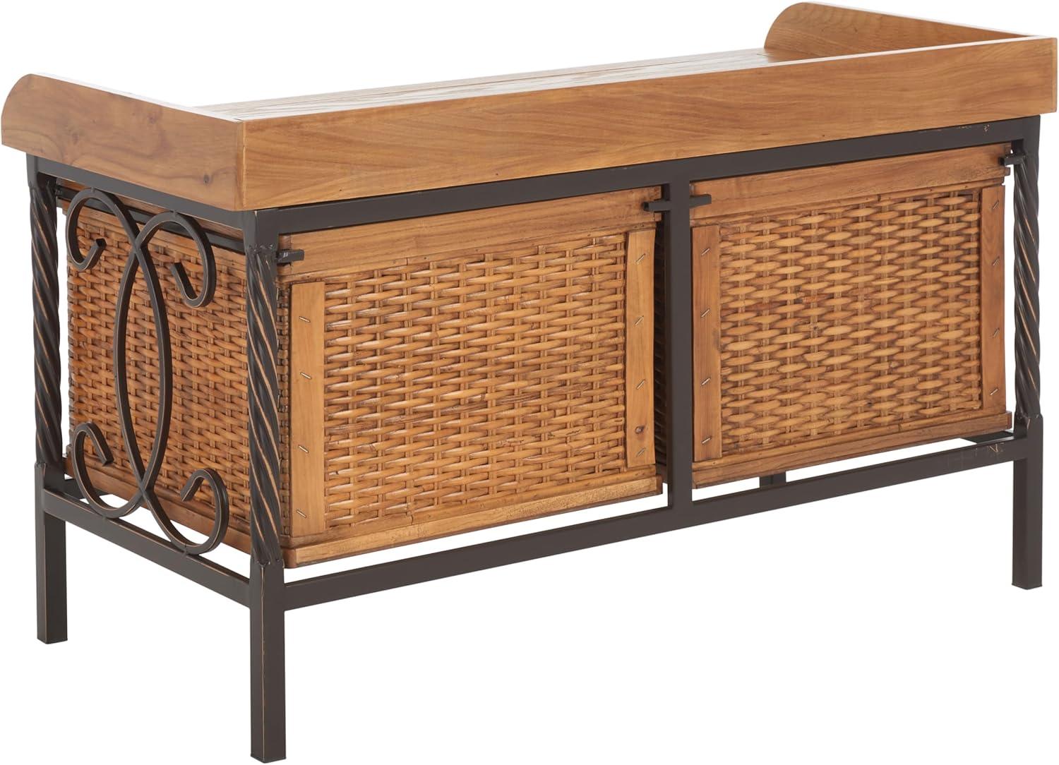 image:imageSafavieh American Homes Collection Noah Antiqued Pewter and Oak Storage BenchOak