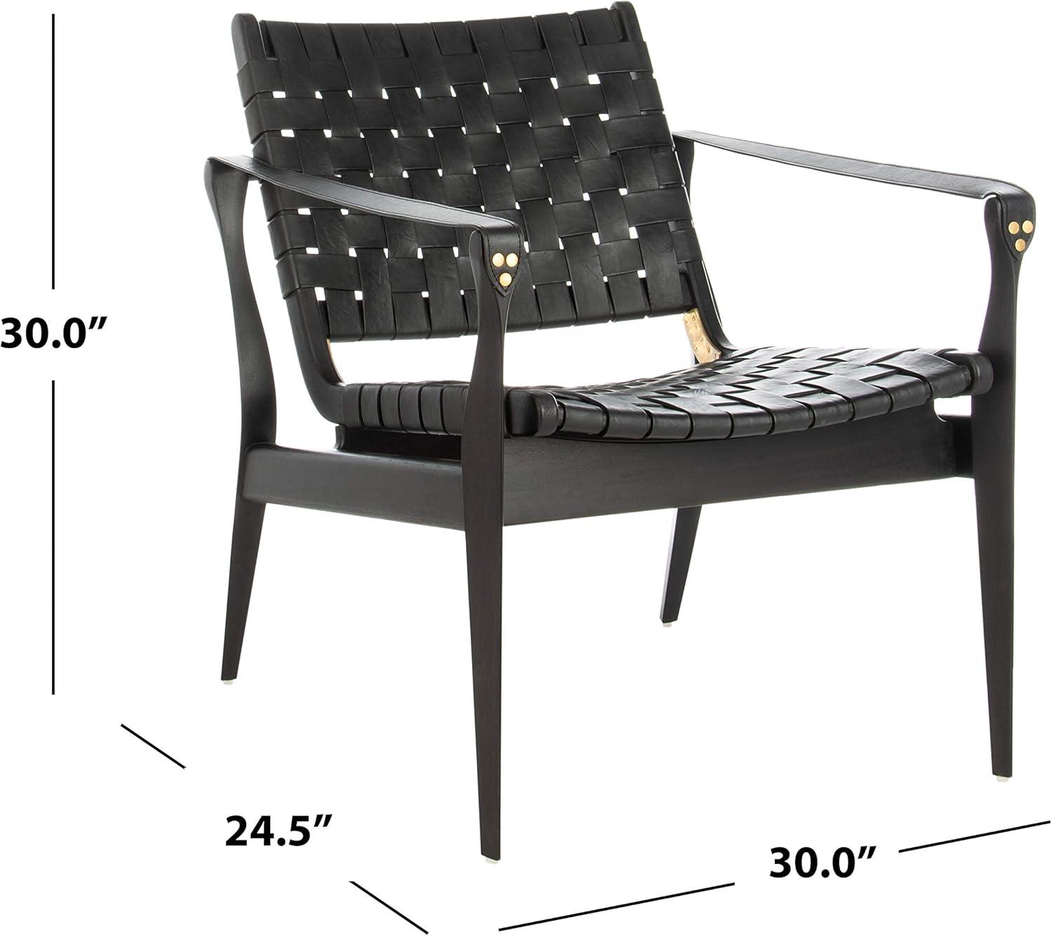 image:imageSafavieh Couture Dilan Brown and Black Woven Leather Safari ChairBlack Black