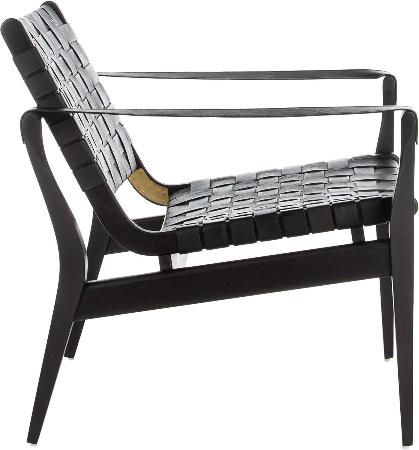 image:imageSafavieh Couture Dilan Brown and Black Woven Leather Safari ChairBlack Black