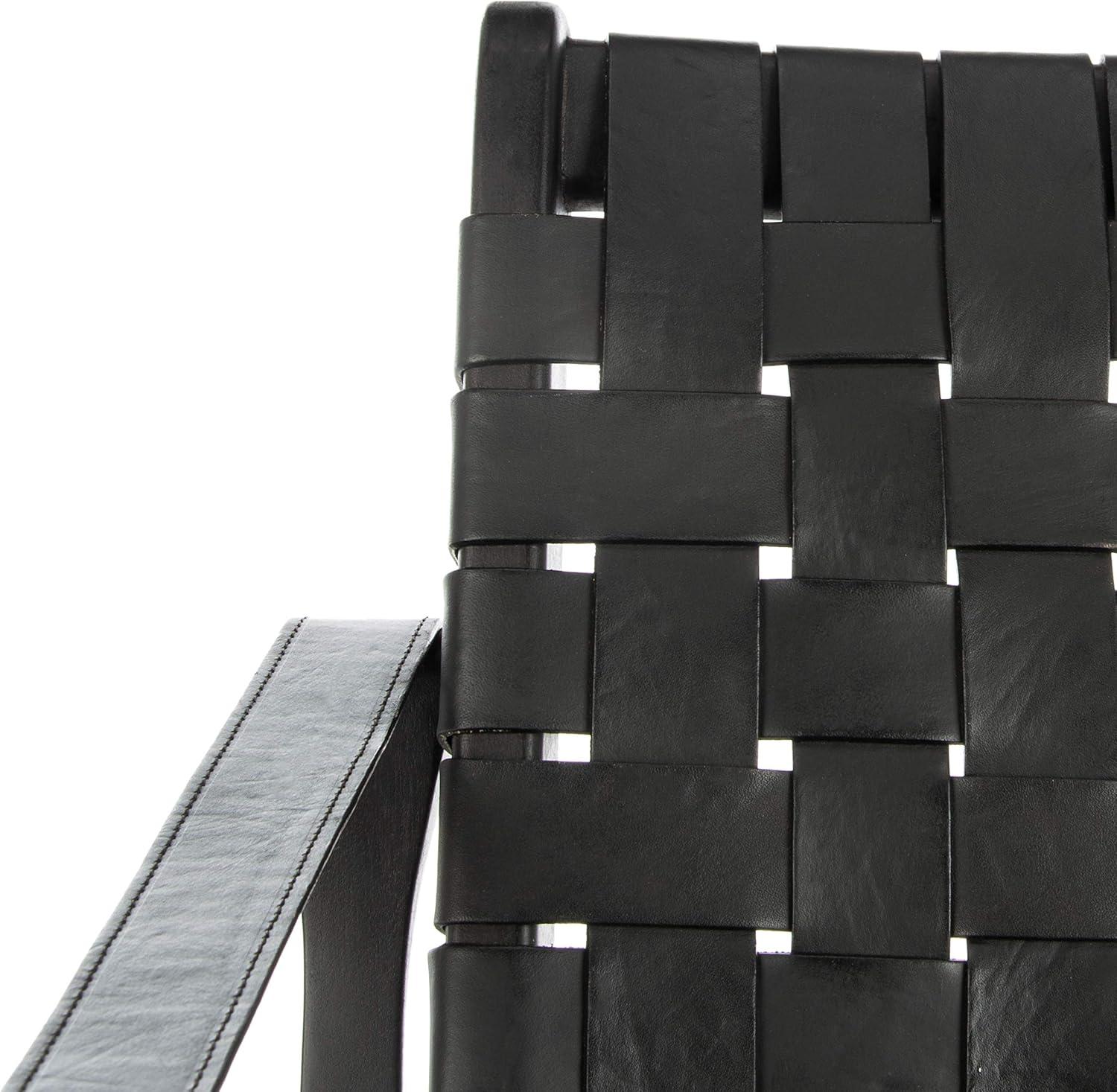 image:imageSafavieh Couture Dilan Brown and Black Woven Leather Safari ChairBlack Black