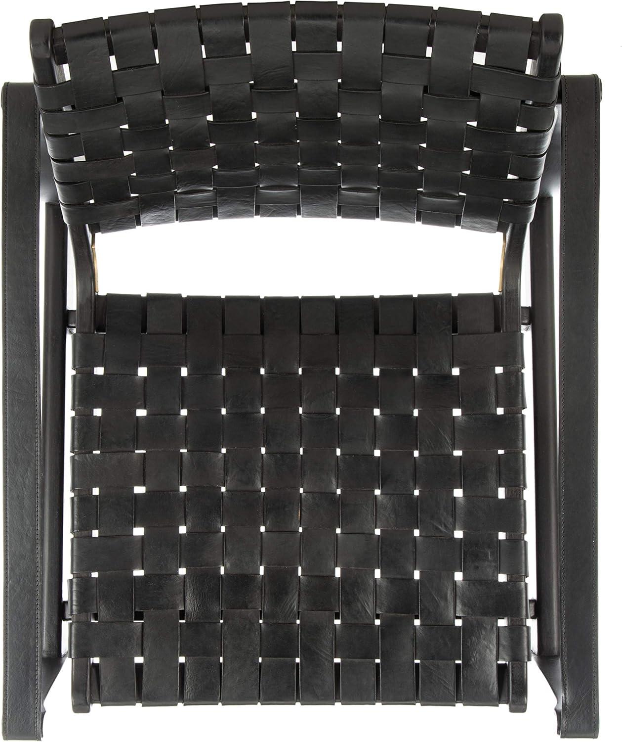 image:imageSafavieh Couture Dilan Brown and Black Woven Leather Safari ChairBlack Black