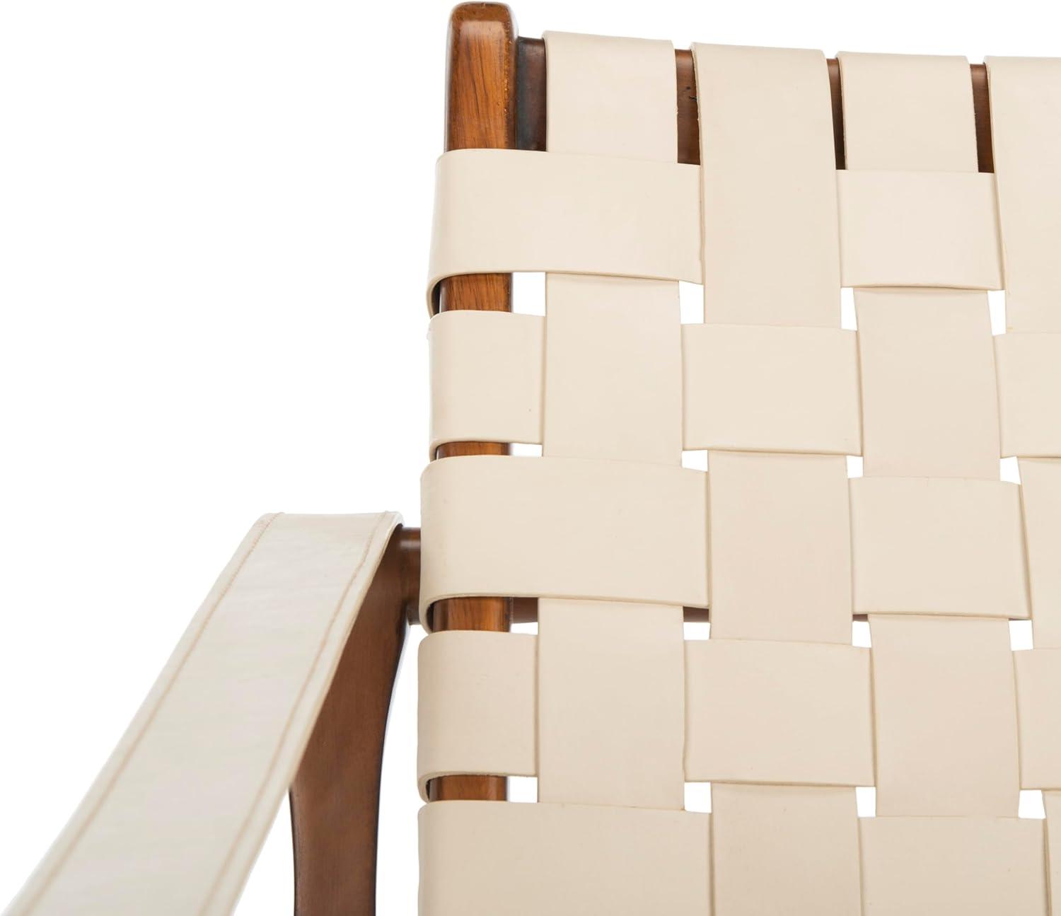 image:imageSafavieh Couture Dilan Brown and Black Woven Leather Safari ChairCream Light Brown