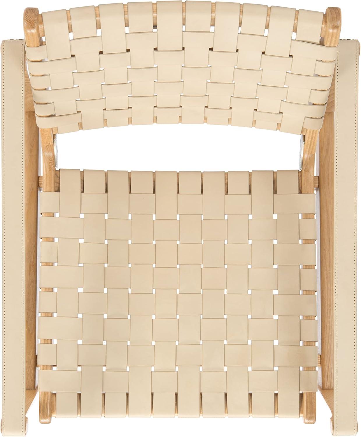 image:imageSafavieh Couture Dilan Brown and Black Woven Leather Safari ChairWhite