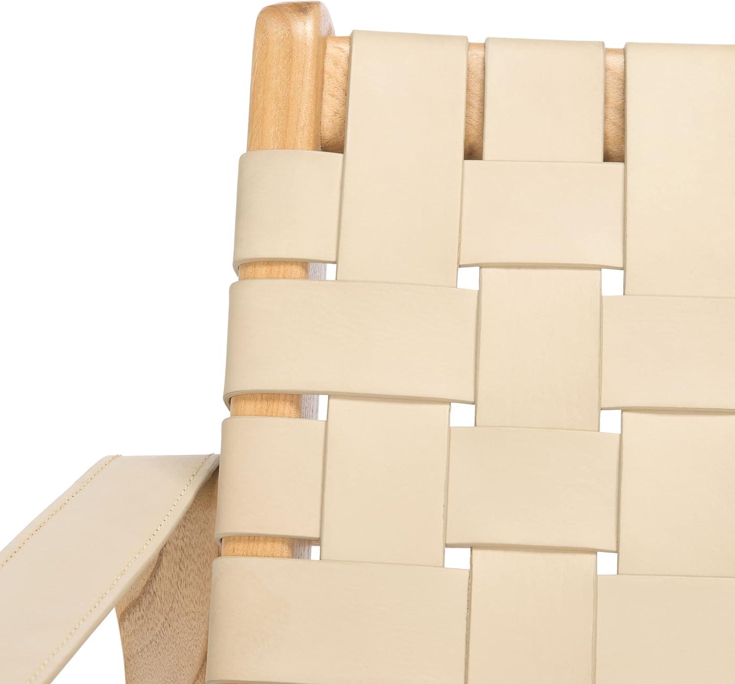 image:imageSafavieh Couture Dilan Brown and Black Woven Leather Safari ChairWhite