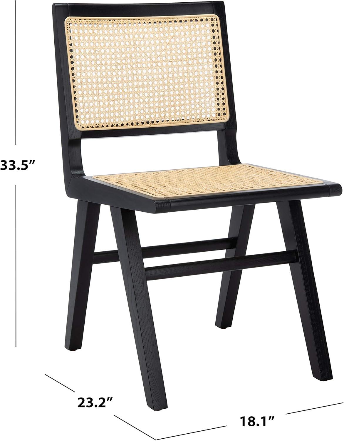 image:imageSafavieh Couture Hattie 19inch Black and Natural Rattan Dining Chair Set of 2Black Natural