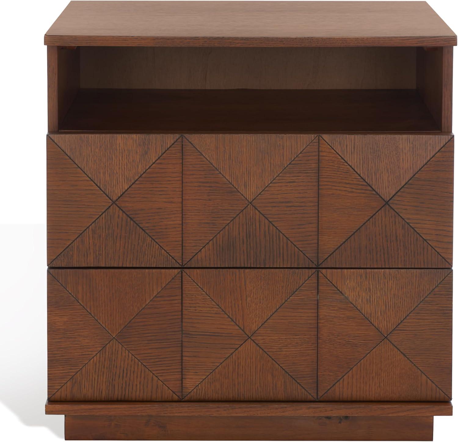 image:imageSafavieh Couture Home Patty Modern Black 2drawer NightstandLight Acacia