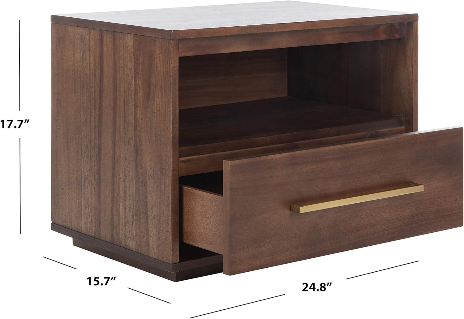 image:imageSafavieh Couture Mallory Dark Chocolate 1Drawer Storage NightstandBrown
