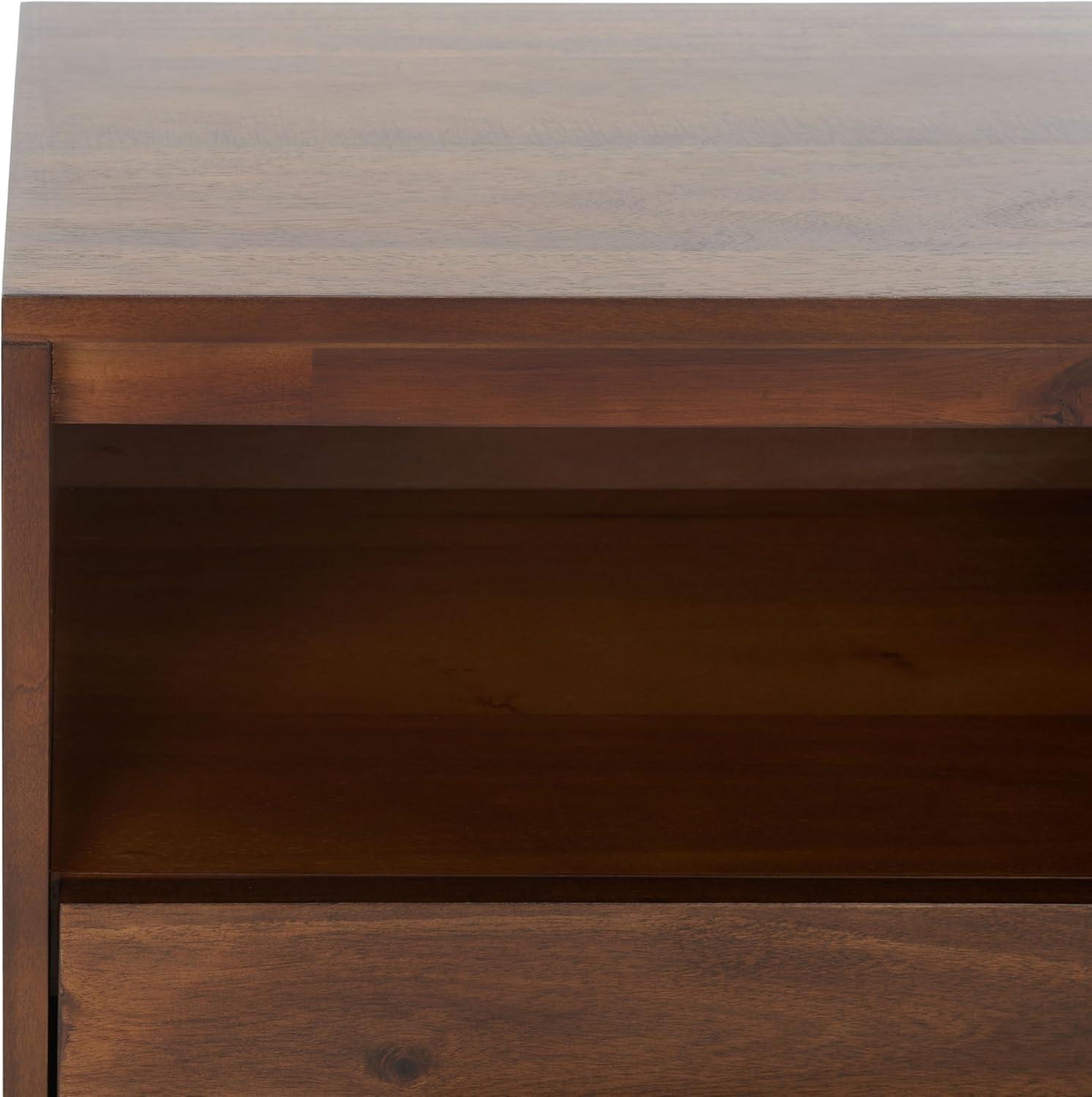 image:imageSafavieh Couture Mallory Dark Chocolate 1Drawer Storage NightstandBrown