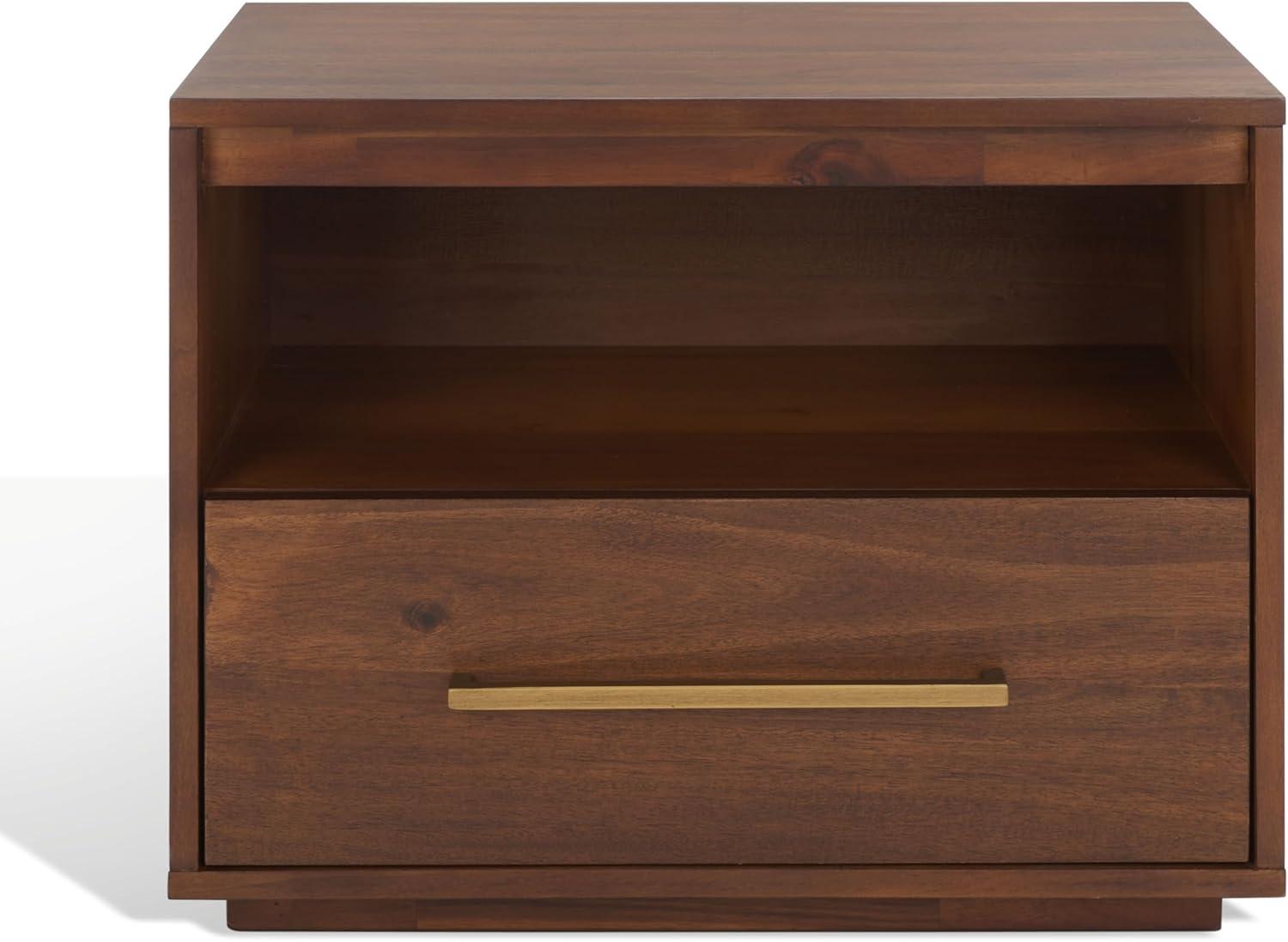 image:imageSafavieh Couture Mallory Dark Chocolate 1Drawer Storage NightstandBrown
