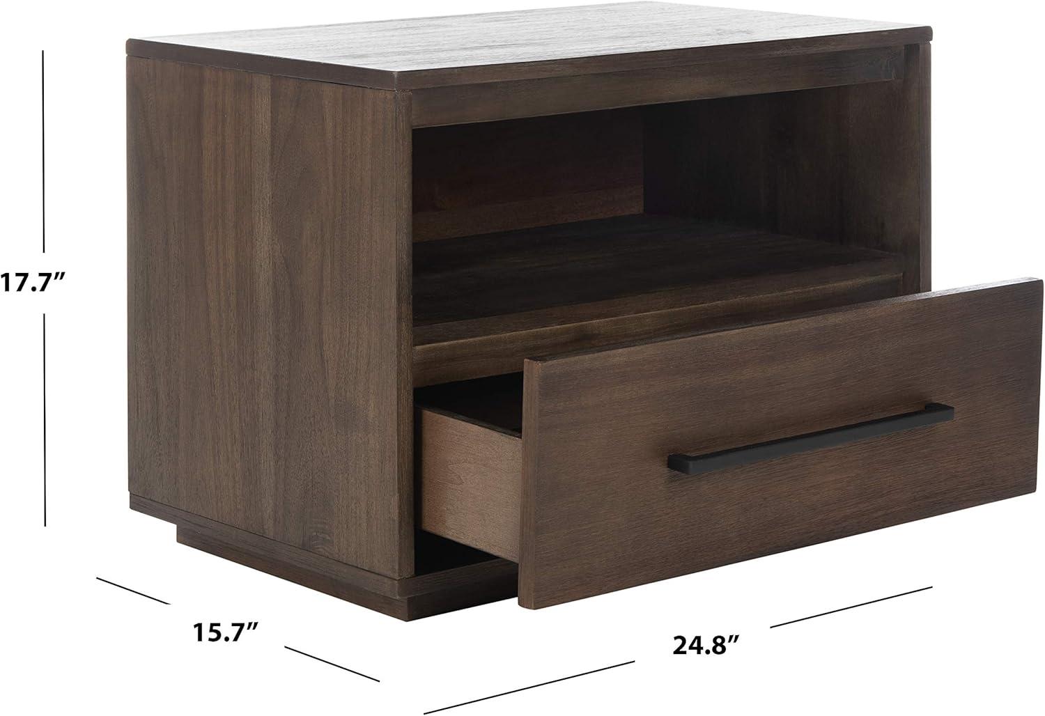 image:imageSafavieh Couture Mallory Dark Chocolate 1Drawer Storage NightstandDark Chocolate