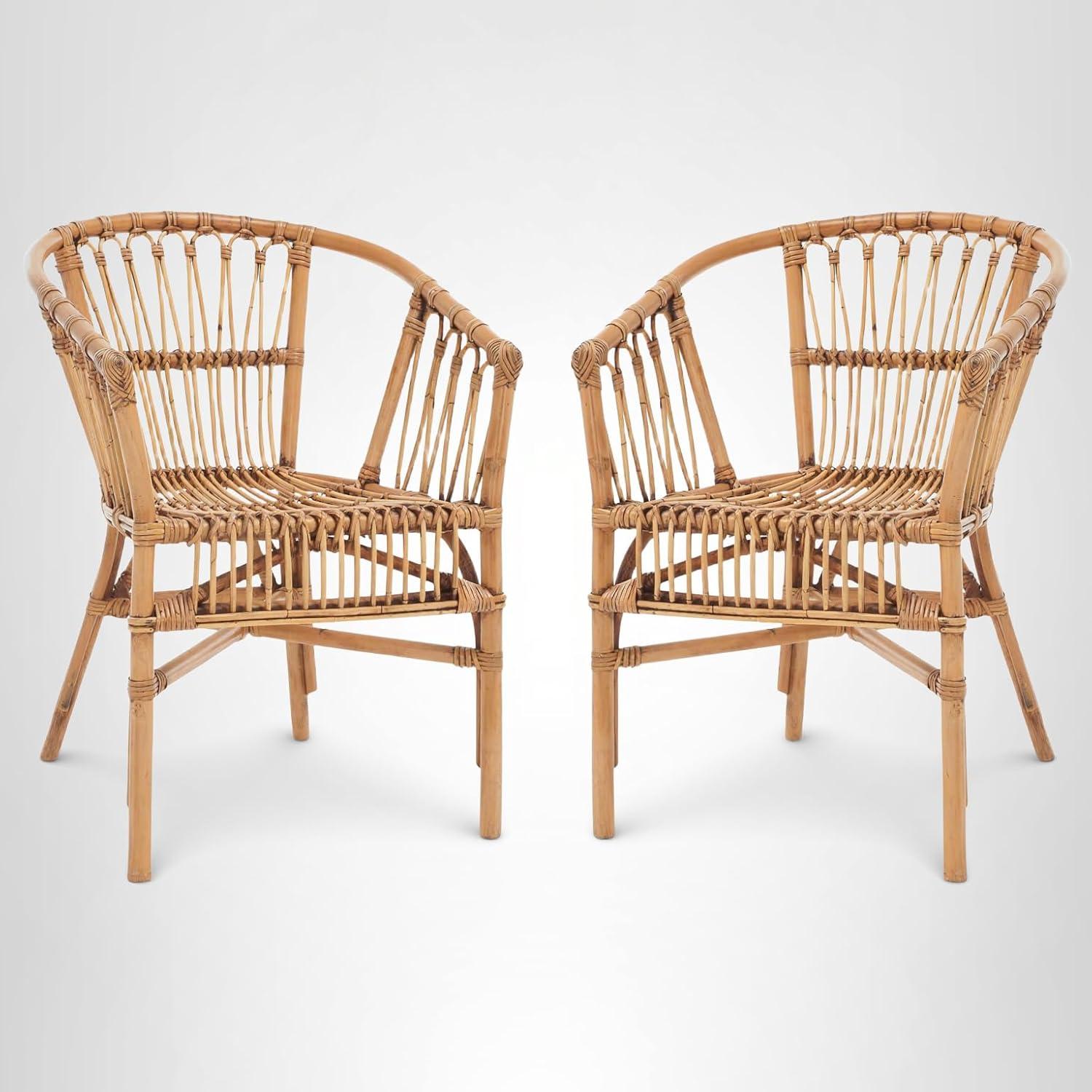 image:imageSafavieh Home Adriana Coastal White Rattan Set of 2 Accent Chair ACH6505BSET2Honey Brown Wash