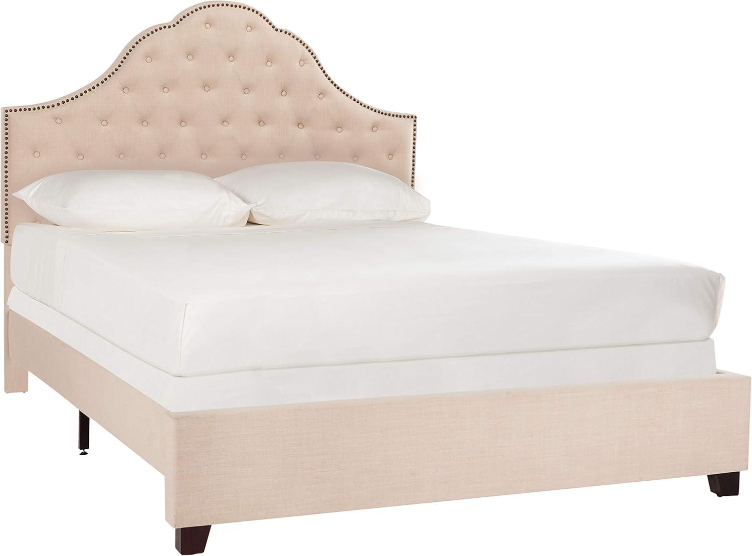 image:imageSafavieh Home Beckham Contemporary Light Grey Velvet Bed FullBeige
