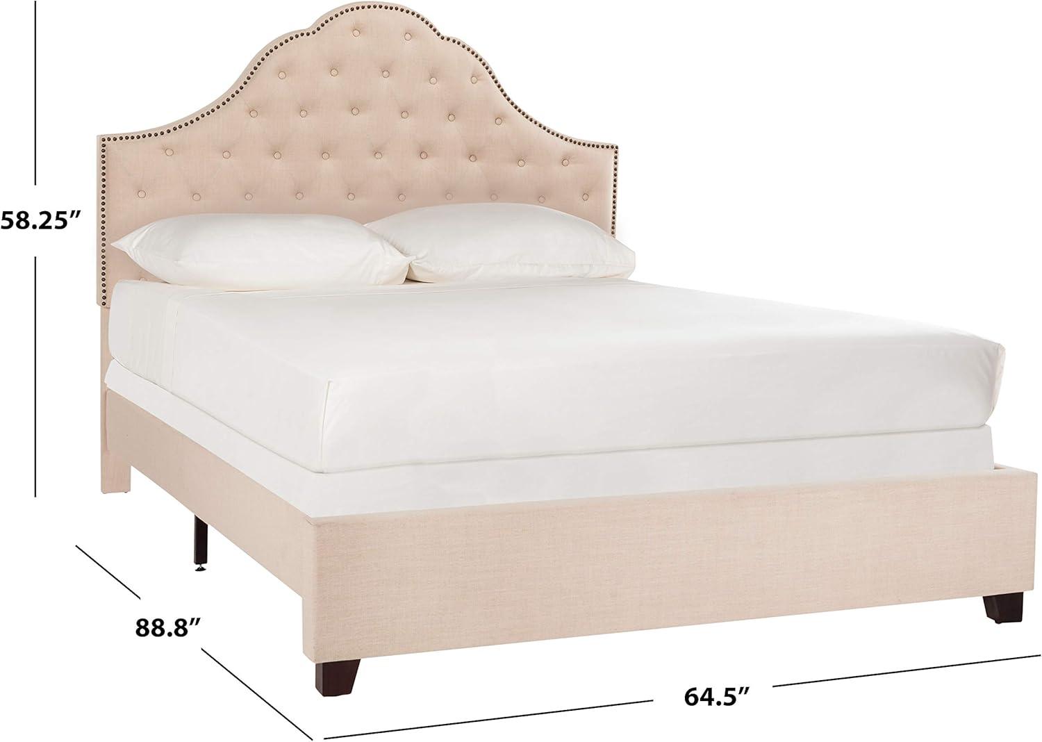 image:imageSafavieh Home Beckham Contemporary Light Grey Velvet Bed FullBeige