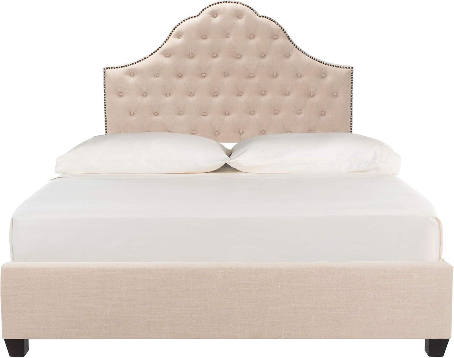 image:imageSafavieh Home Beckham Contemporary Light Grey Velvet Bed FullBeige