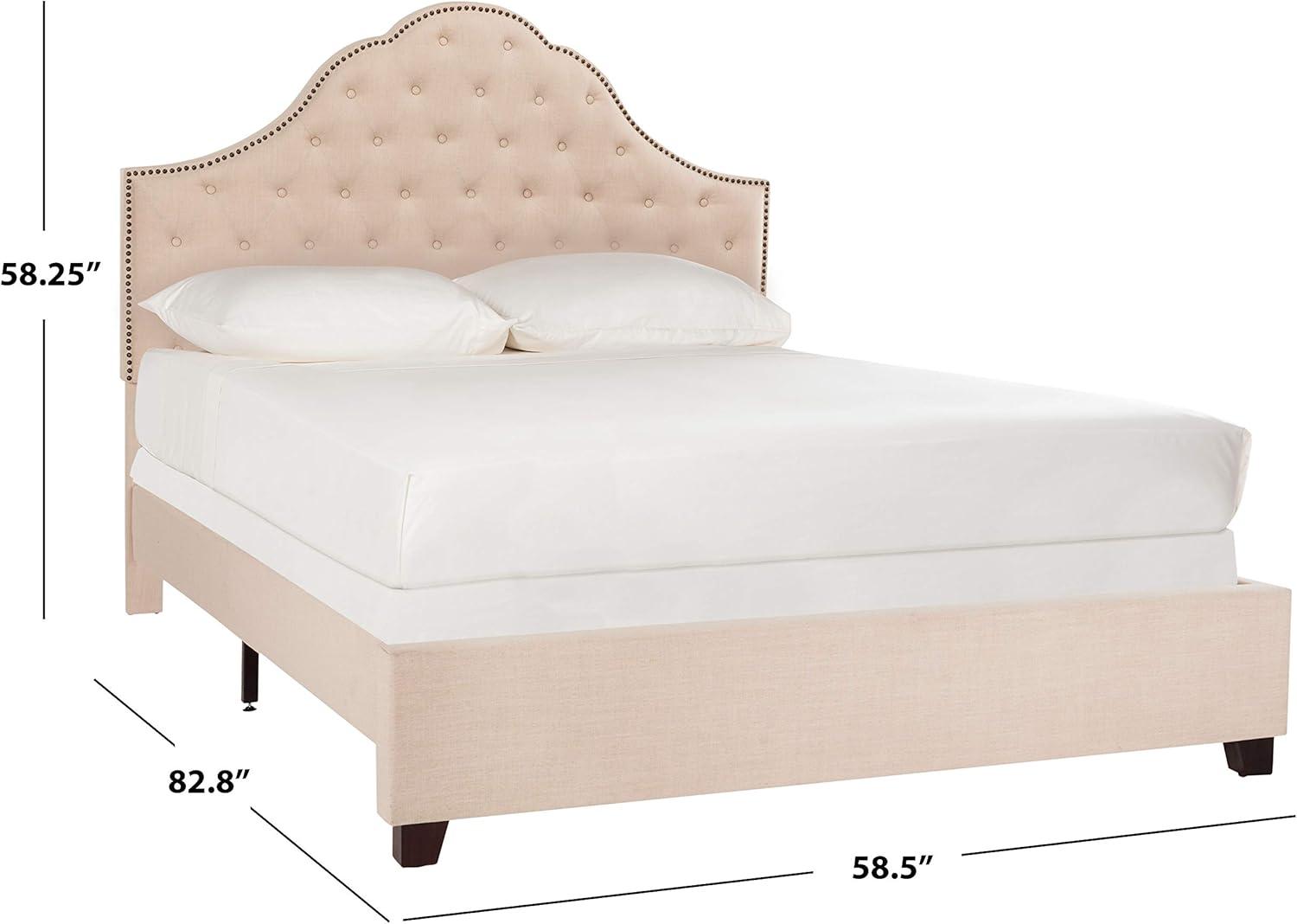 image:imageSafavieh Home Beckham Contemporary Light Grey Velvet Bed FullBeige