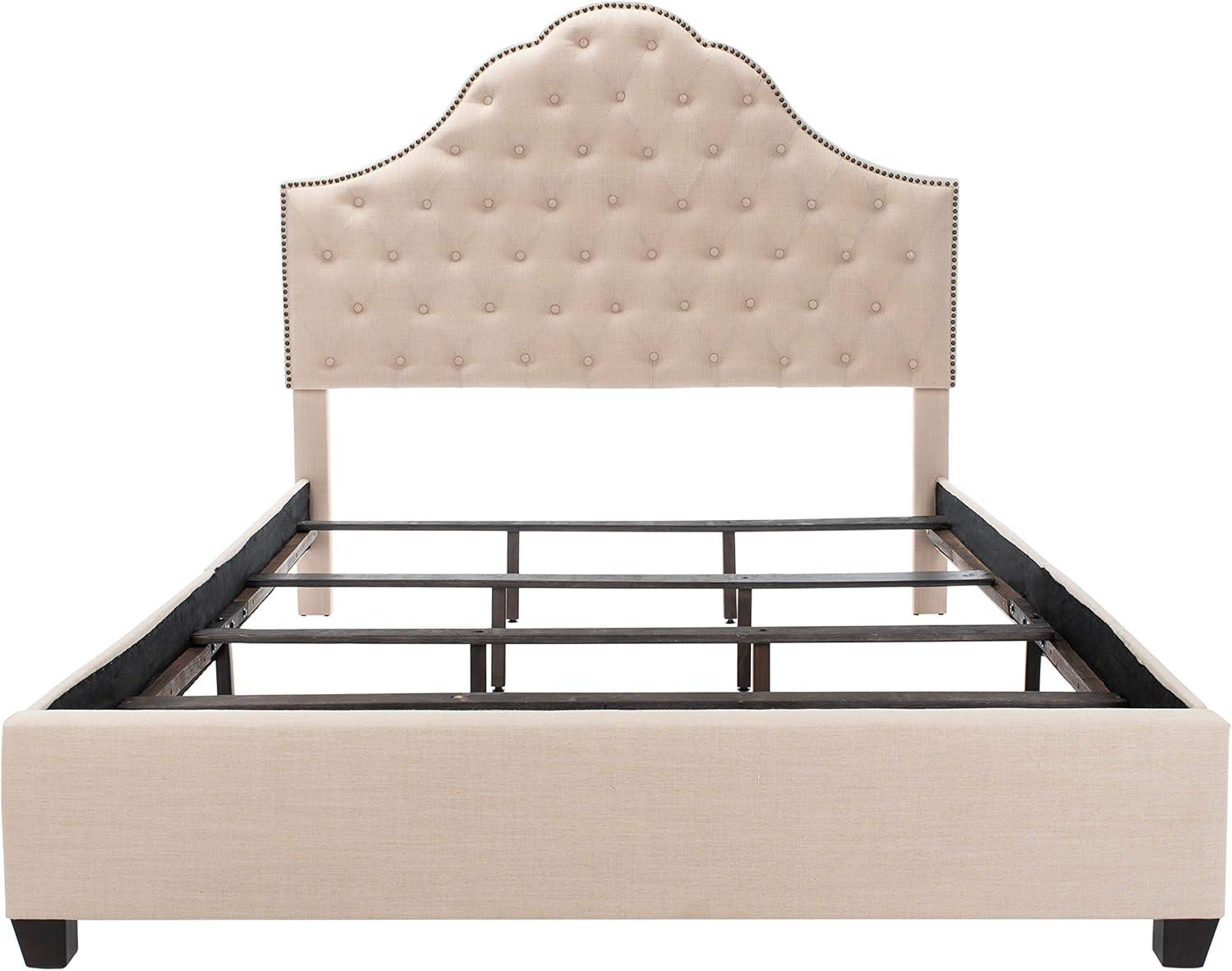 image:imageSafavieh Home Beckham Contemporary Light Grey Velvet Bed FullBeige