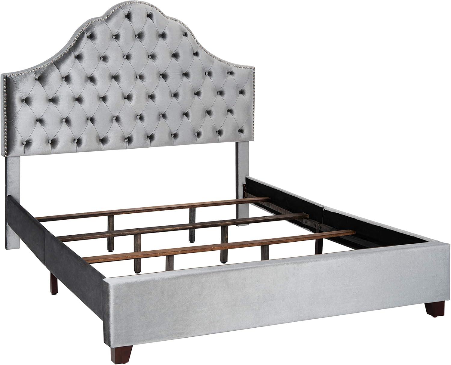 image:imageSafavieh Home Beckham Contemporary Light Grey Velvet Bed FullLight Grey