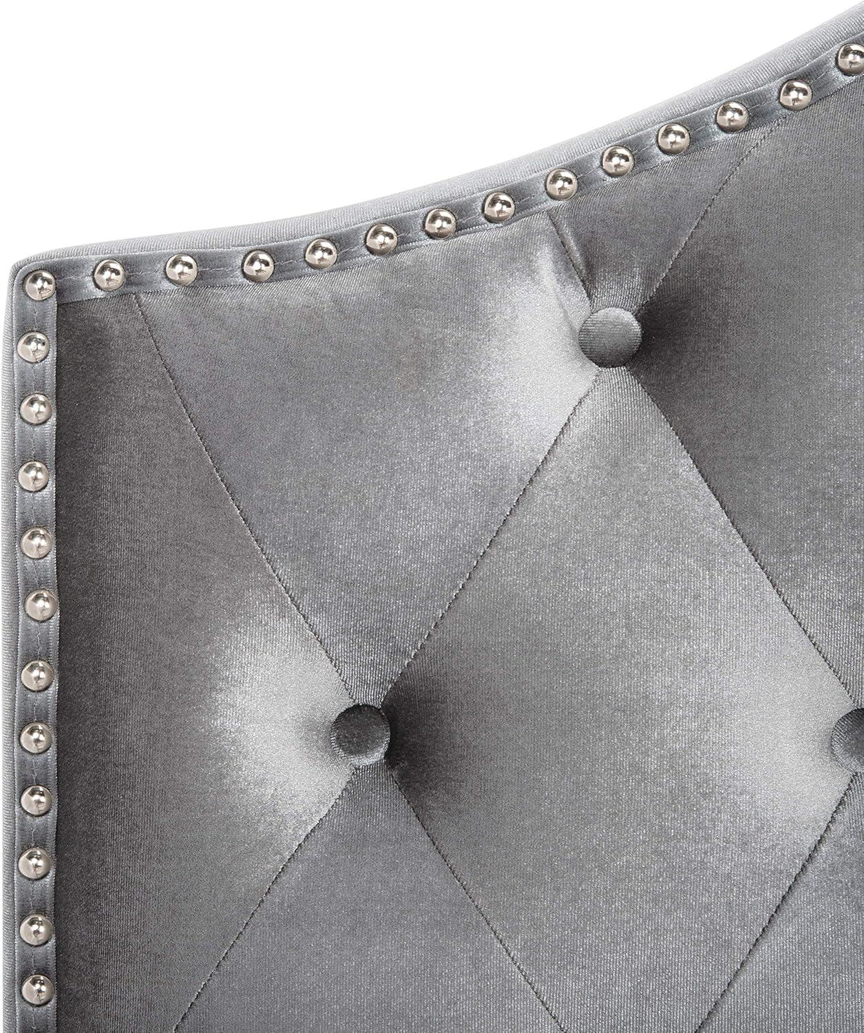 image:imageSafavieh Home Beckham Contemporary Light Grey Velvet Bed FullLight Grey
