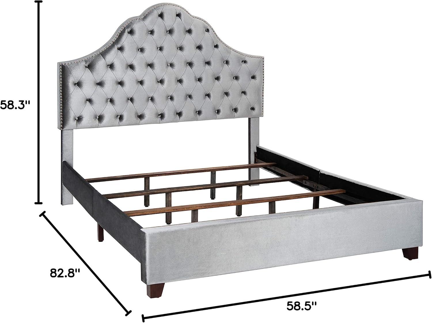 image:imageSafavieh Home Beckham Contemporary Light Grey Velvet Bed FullLight Grey