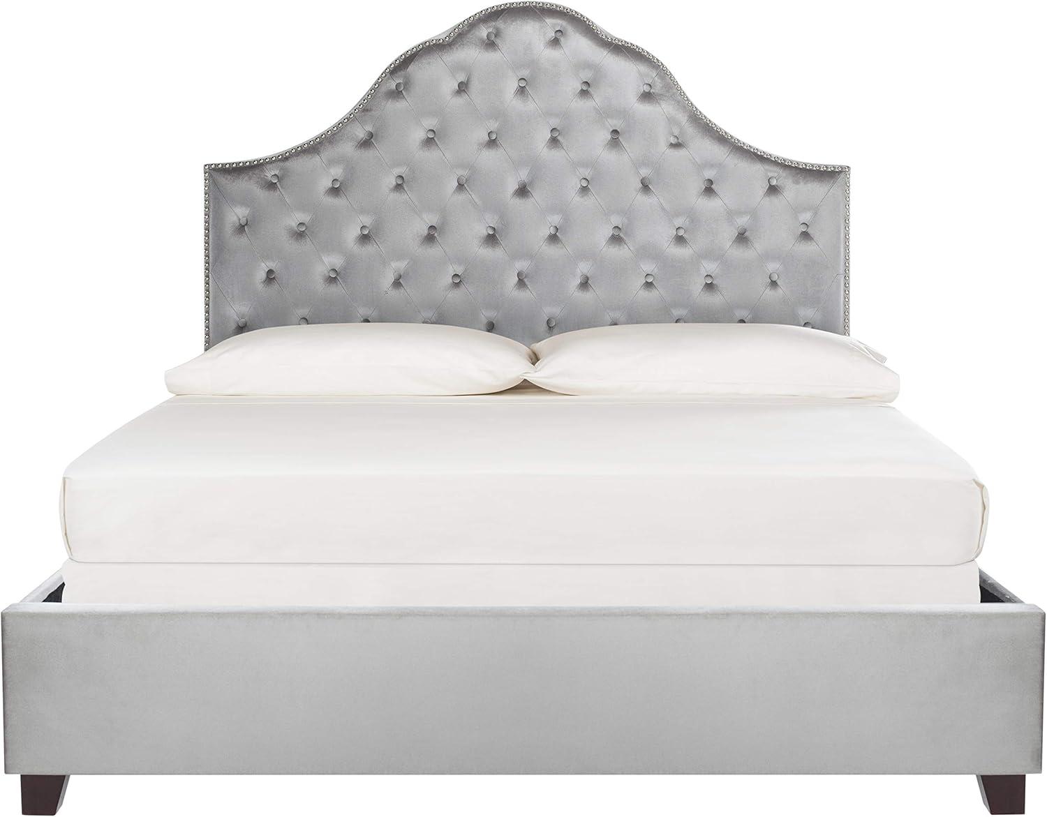 image:imageSafavieh Home Beckham Contemporary Light Grey Velvet Bed FullLight Grey