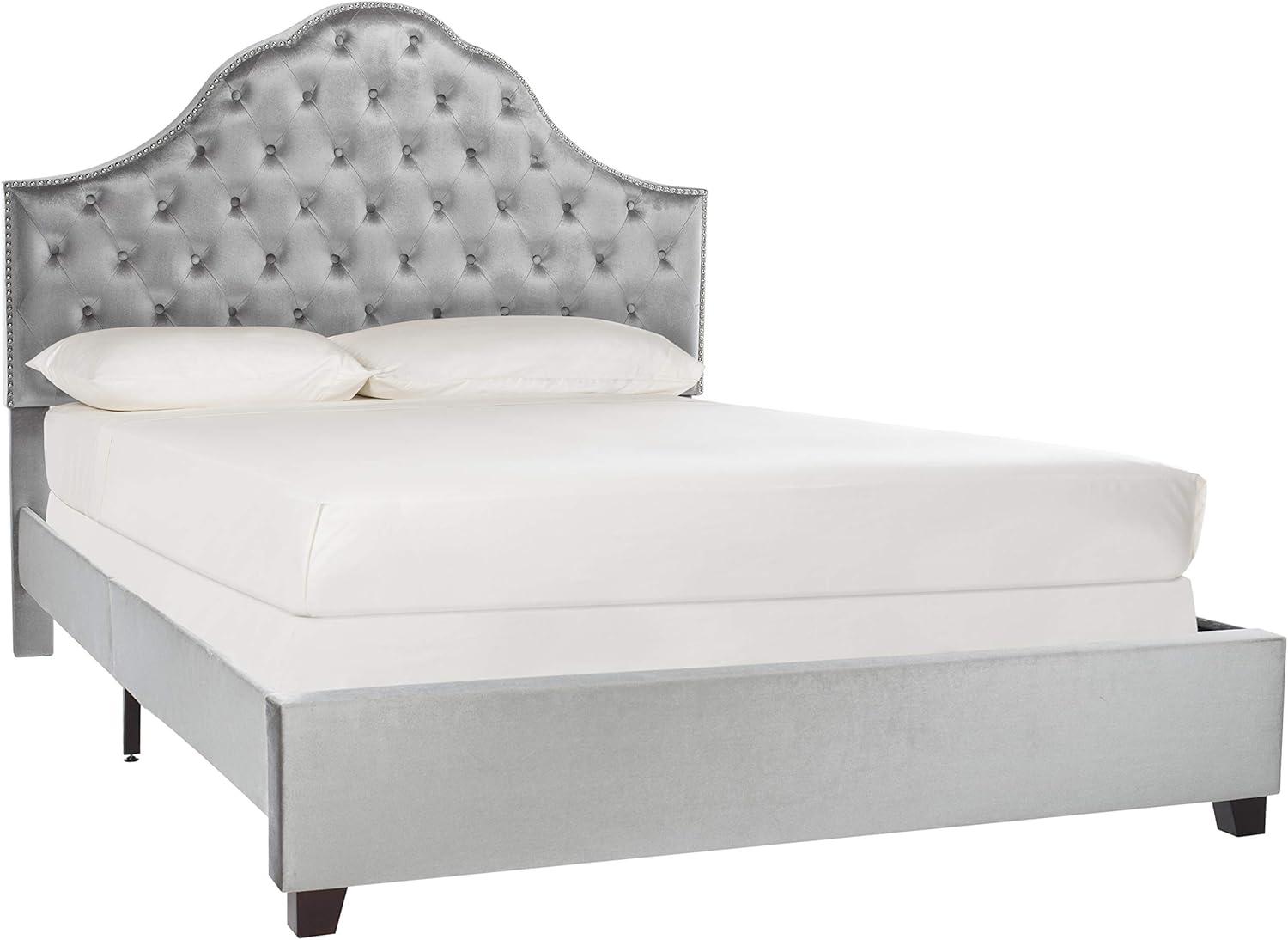 image:imageSafavieh Home Beckham Contemporary Light Grey Velvet Bed FullLight Grey
