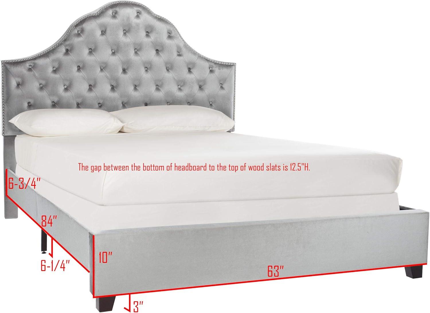 image:imageSafavieh Home Beckham Contemporary Light Grey Velvet Bed FullLight Grey