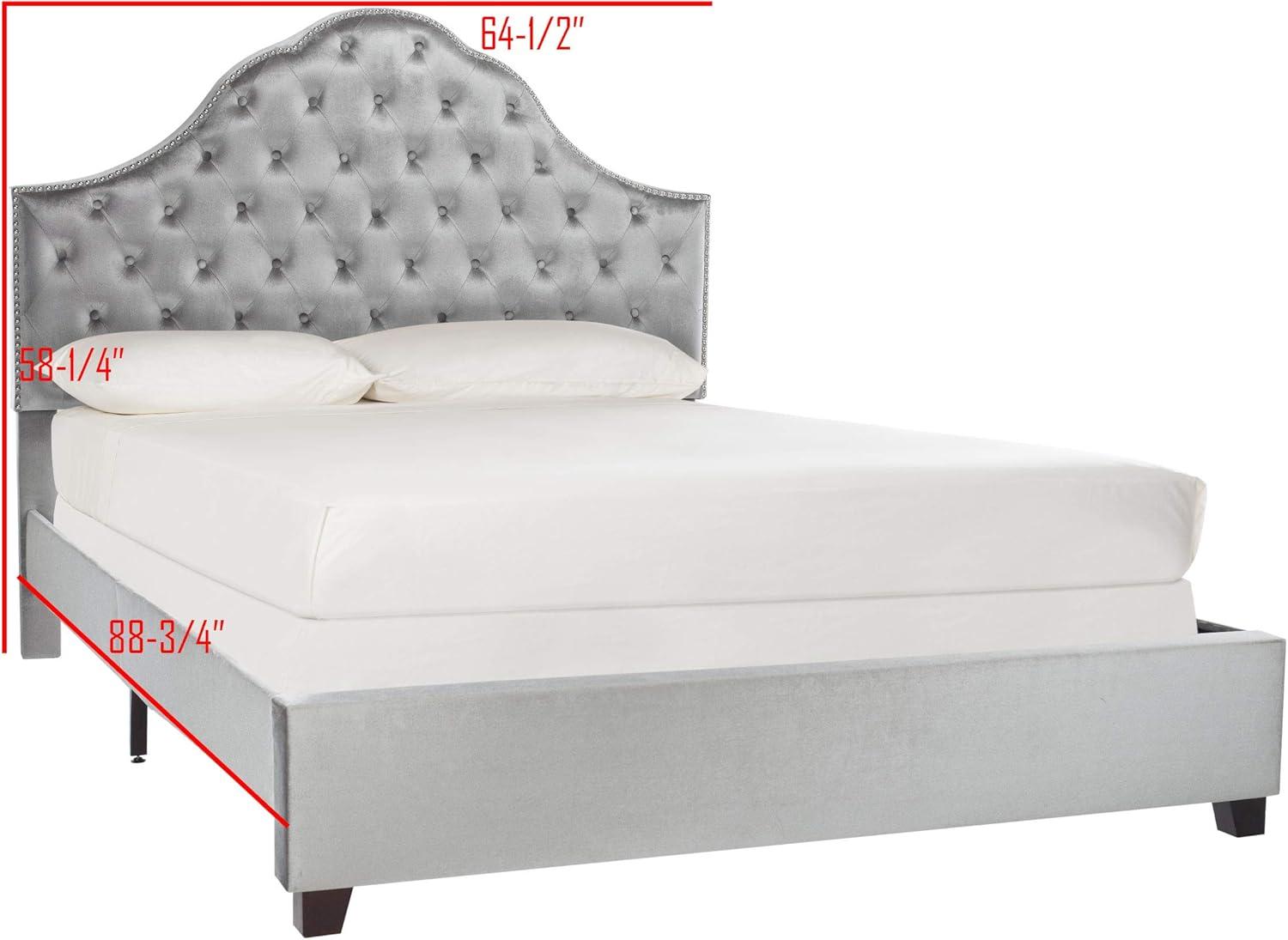 image:imageSafavieh Home Beckham Contemporary Light Grey Velvet Bed FullLight Grey