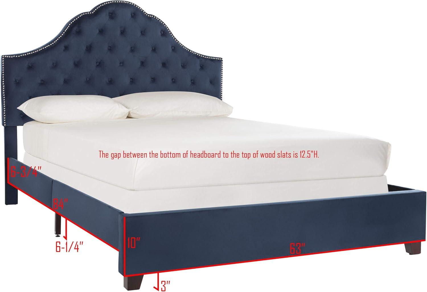 image:imageSafavieh Home Beckham Contemporary Light Grey Velvet Bed FullNavy