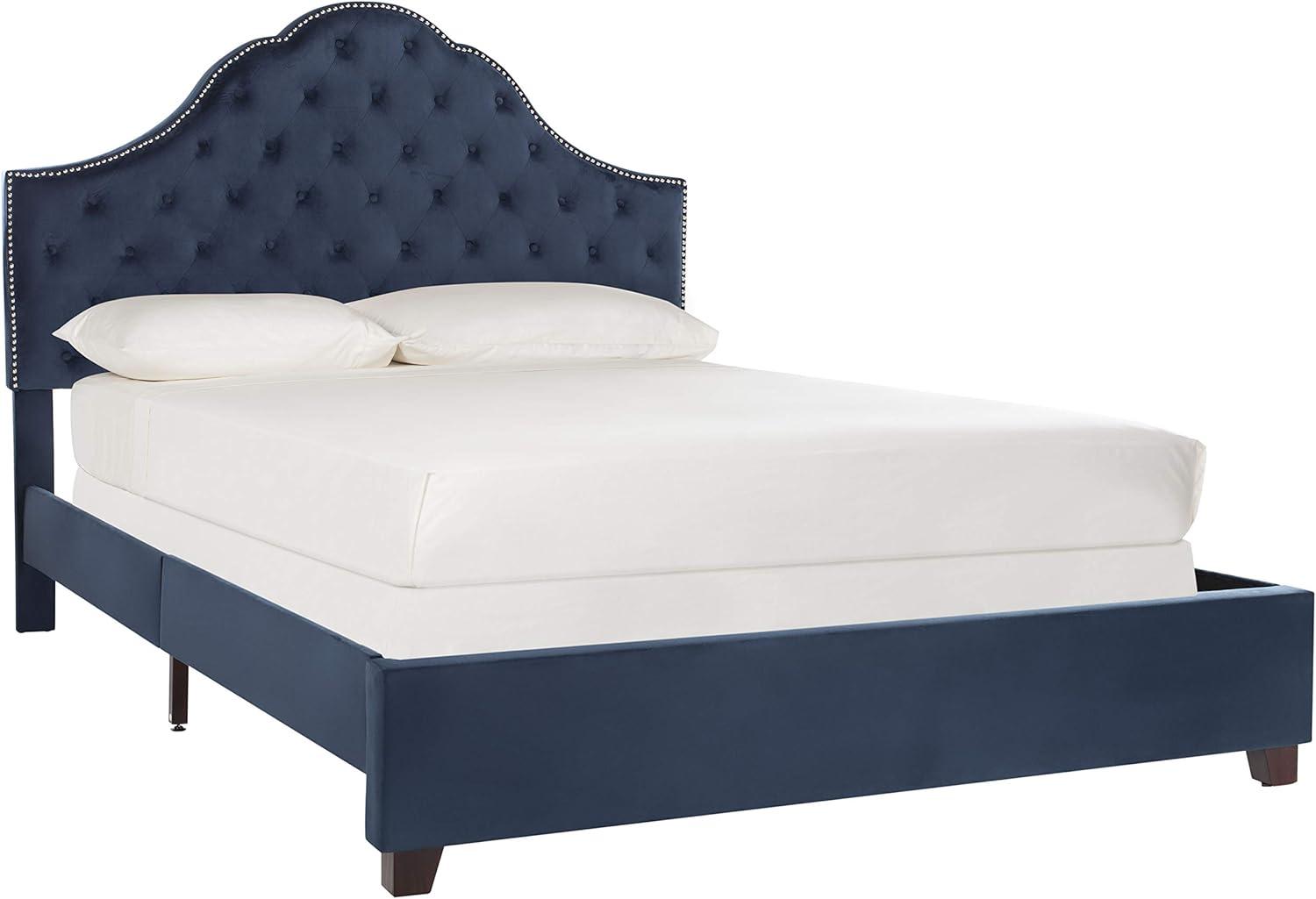 image:imageSafavieh Home Beckham Contemporary Light Grey Velvet Bed FullNavy