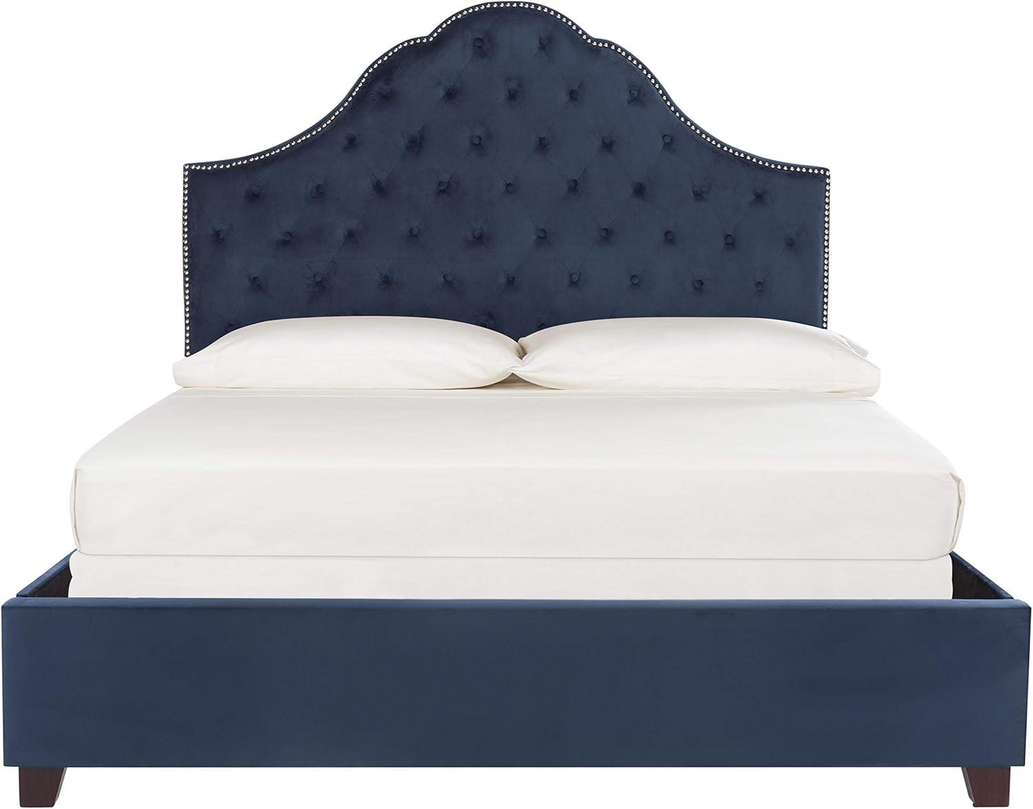 image:imageSafavieh Home Beckham Contemporary Light Grey Velvet Bed FullNavy
