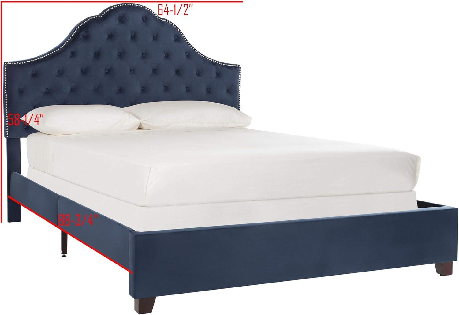 image:imageSafavieh Home Beckham Contemporary Light Grey Velvet Bed FullNavy