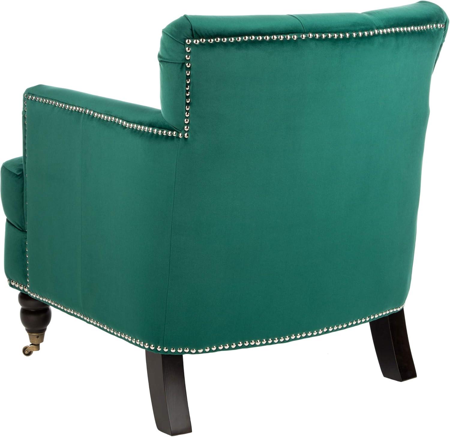 image:imageSafavieh Home Colin Blush Pink Velvet and White Washed Tufted Club ChairEmerald Espresso