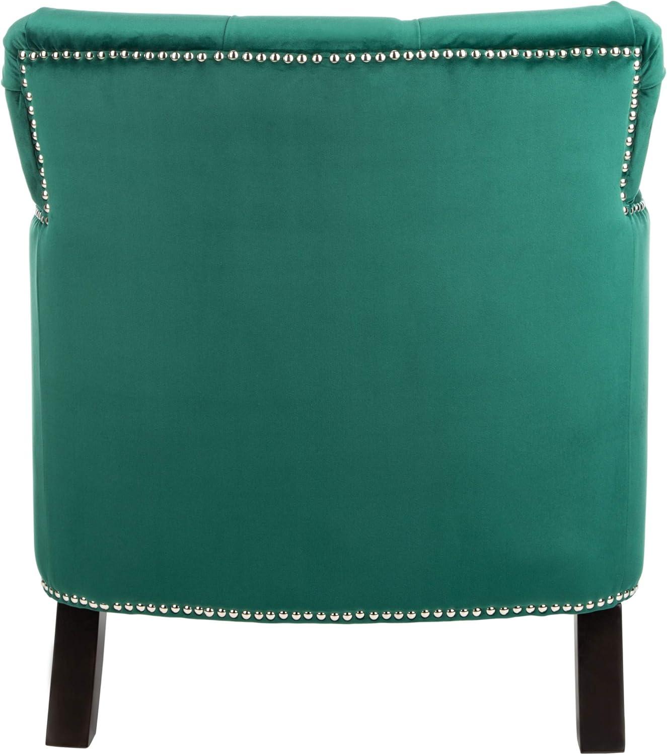 image:imageSafavieh Home Colin Blush Pink Velvet and White Washed Tufted Club ChairEmerald Espresso
