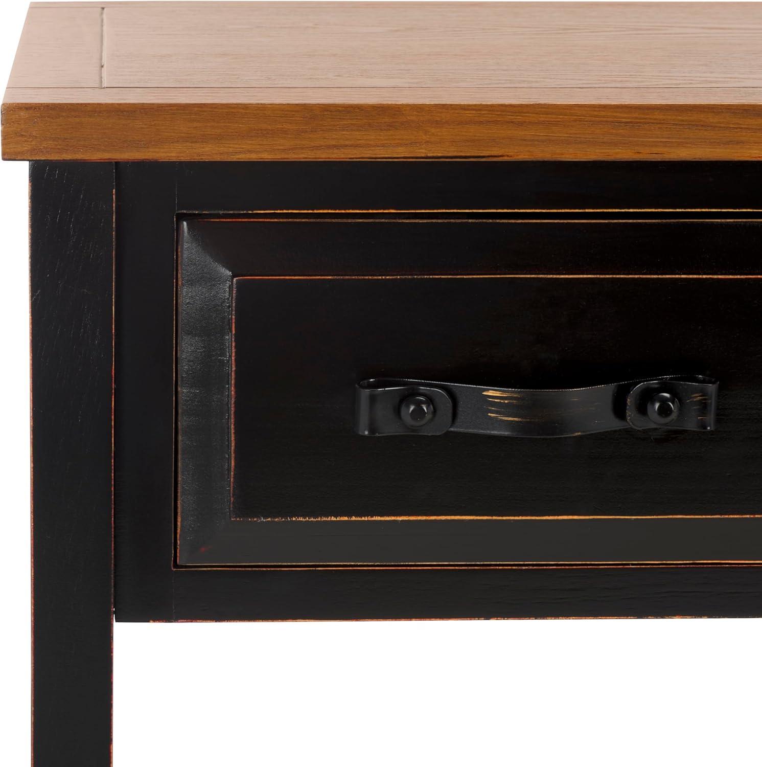 image:imageSafavieh Home Collection Aiden BlackOak 3Drawer Bottom Shelf Console TableBlack Oak