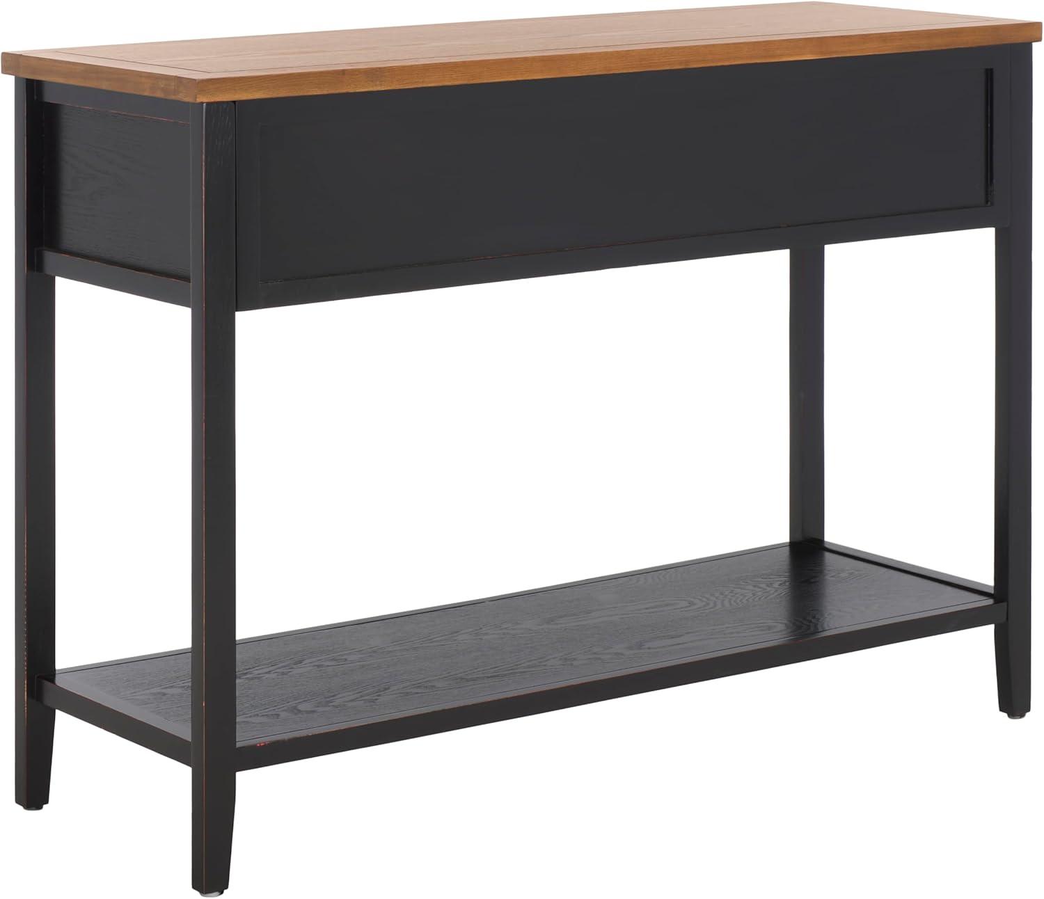 image:imageSafavieh Home Collection Aiden BlackOak 3Drawer Bottom Shelf Console TableBlack Oak