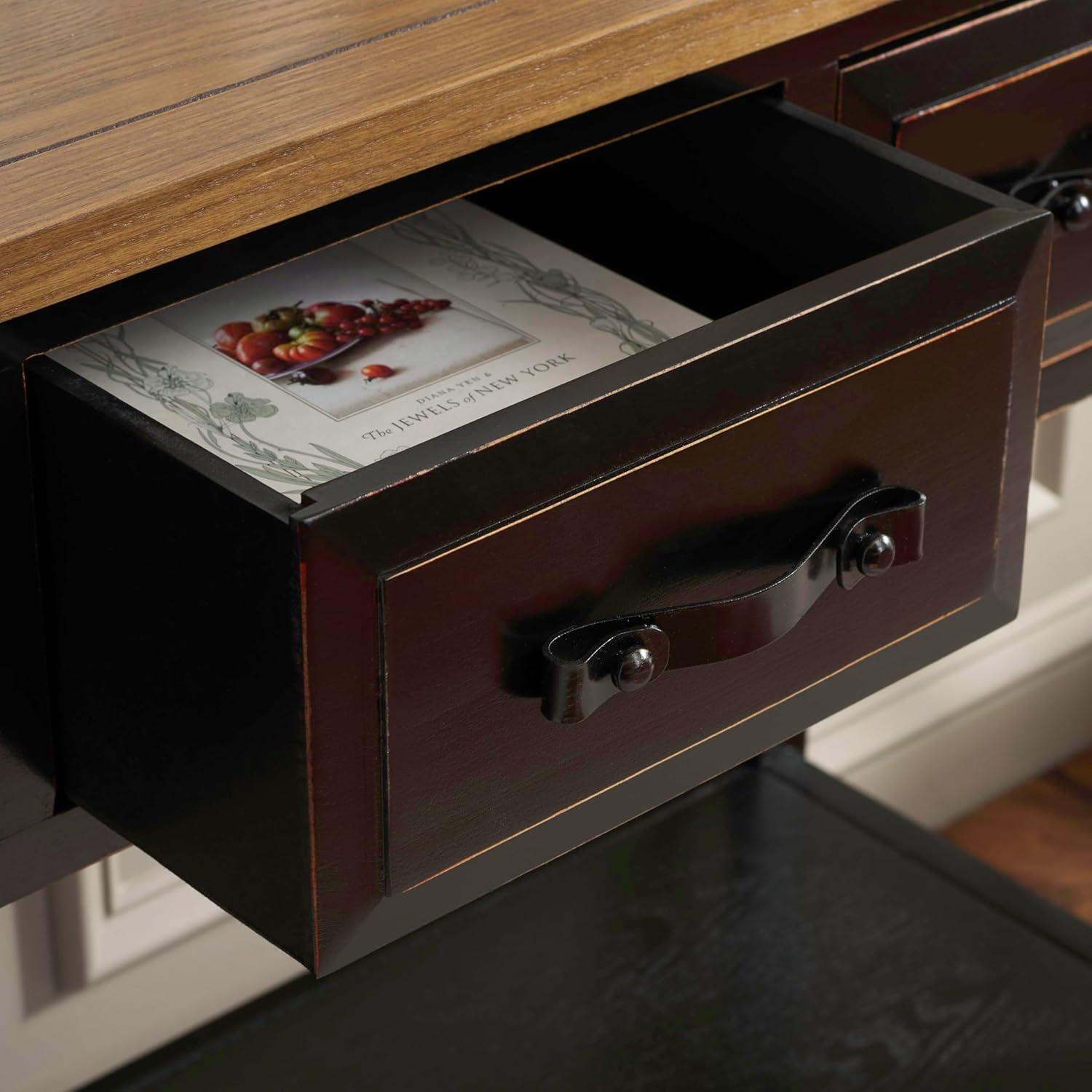 image:imageSafavieh Home Collection Aiden BlackOak 3Drawer Bottom Shelf Console TableBlack Oak