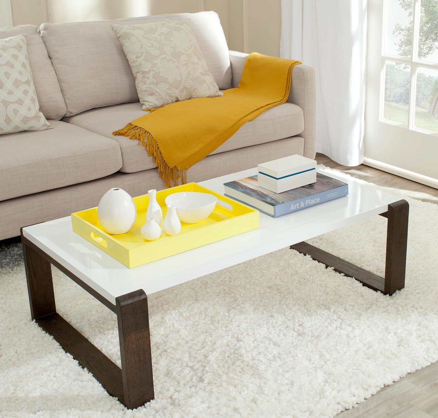 image:imageSafavieh Home Collection Bartholomew MidCentury Modern White and Dark Brown Coffee TableWhite Dark Brown