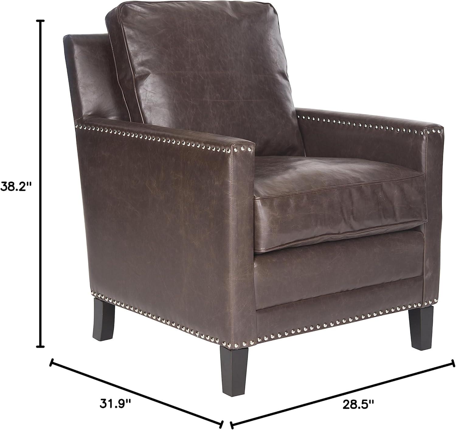 image:imageSafavieh Home Collection Buckler Brown with Silver Nailhead Trim Club ChairBrown
