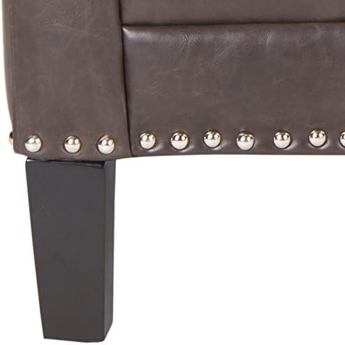 image:imageSafavieh Home Collection Buckler Brown with Silver Nailhead Trim Club ChairBrown
