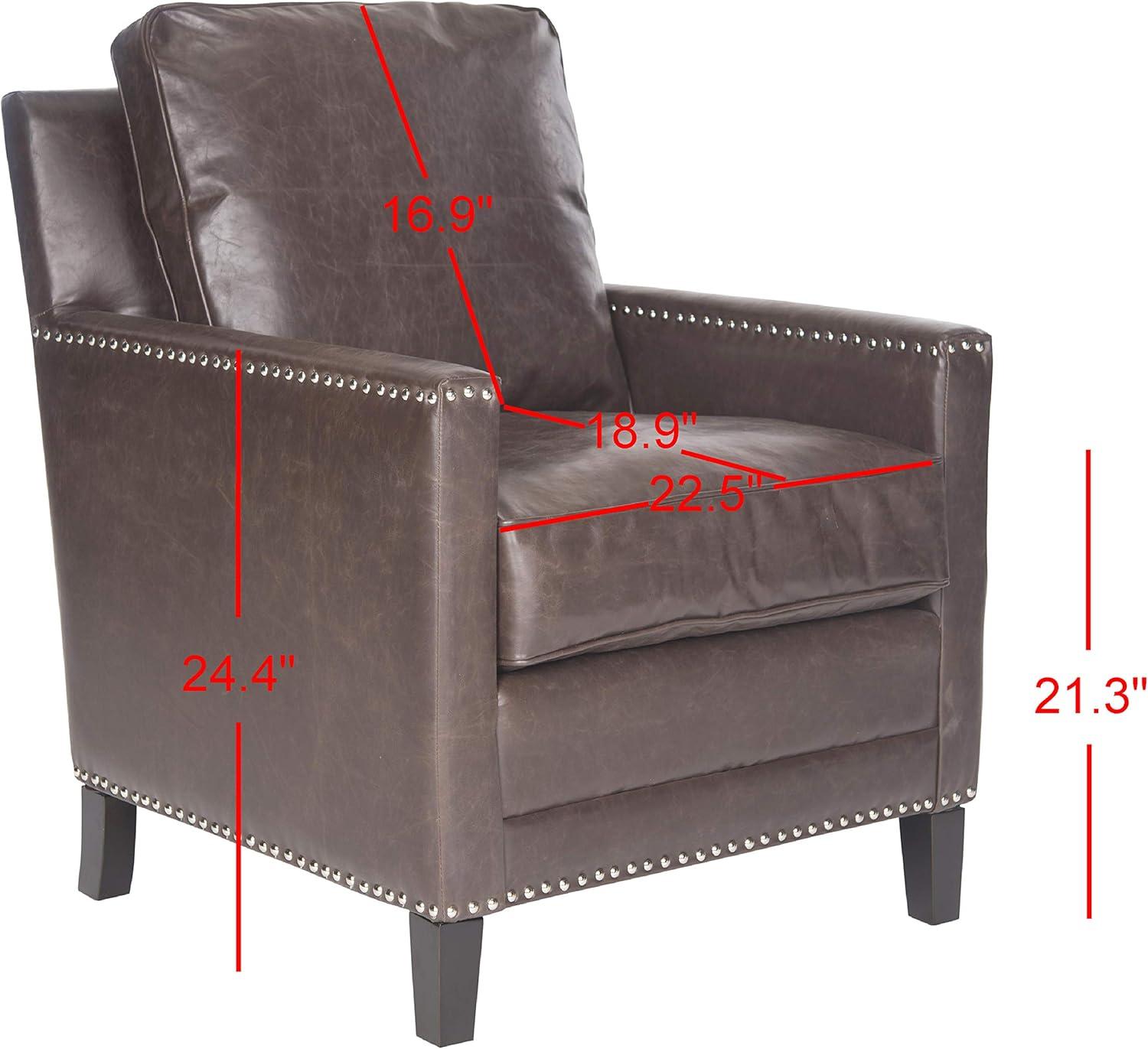 image:imageSafavieh Home Collection Buckler Brown with Silver Nailhead Trim Club ChairBrown