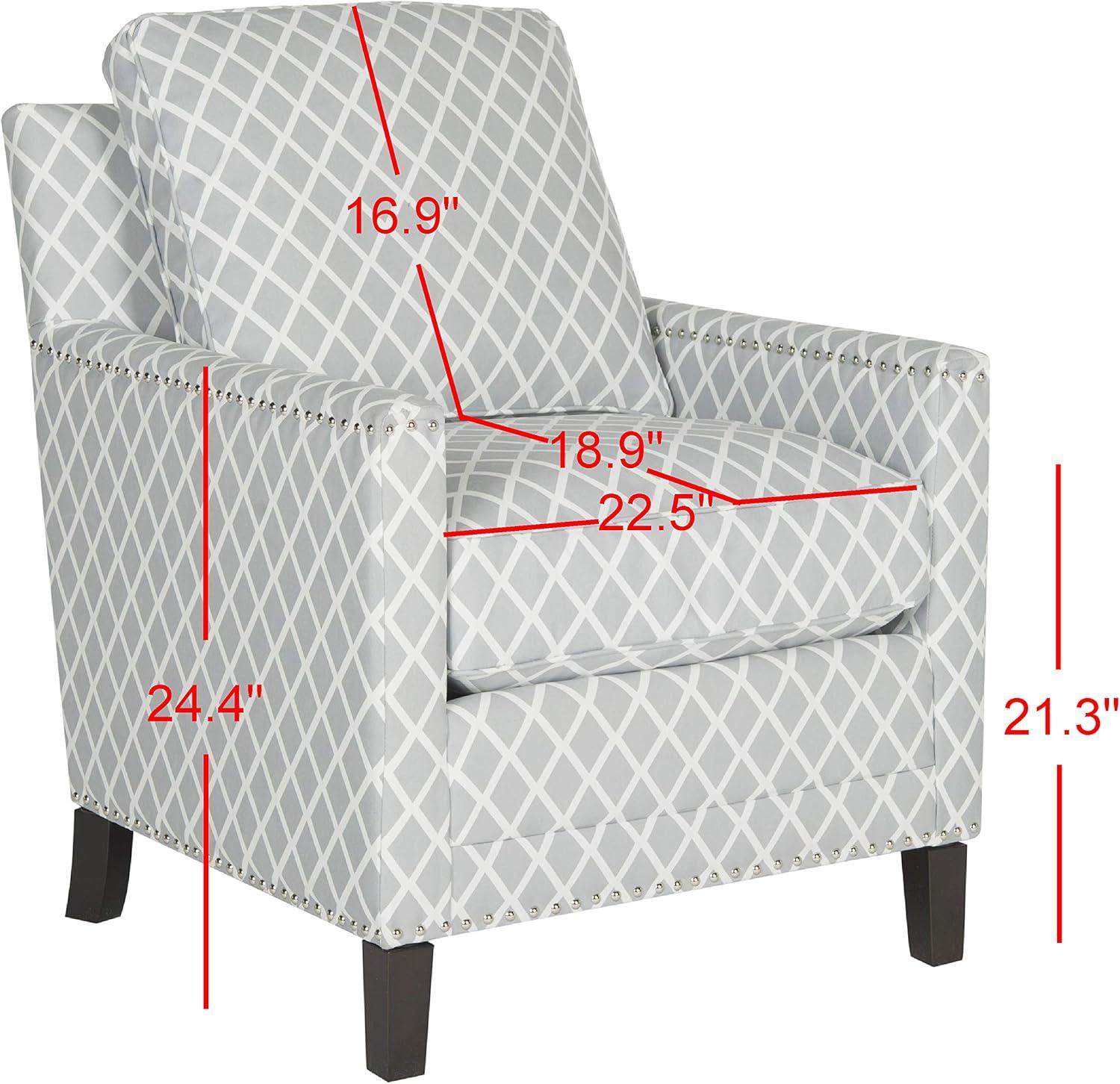 image:imageSafavieh Home Collection Buckler Brown with Silver Nailhead Trim Club ChairGrey White