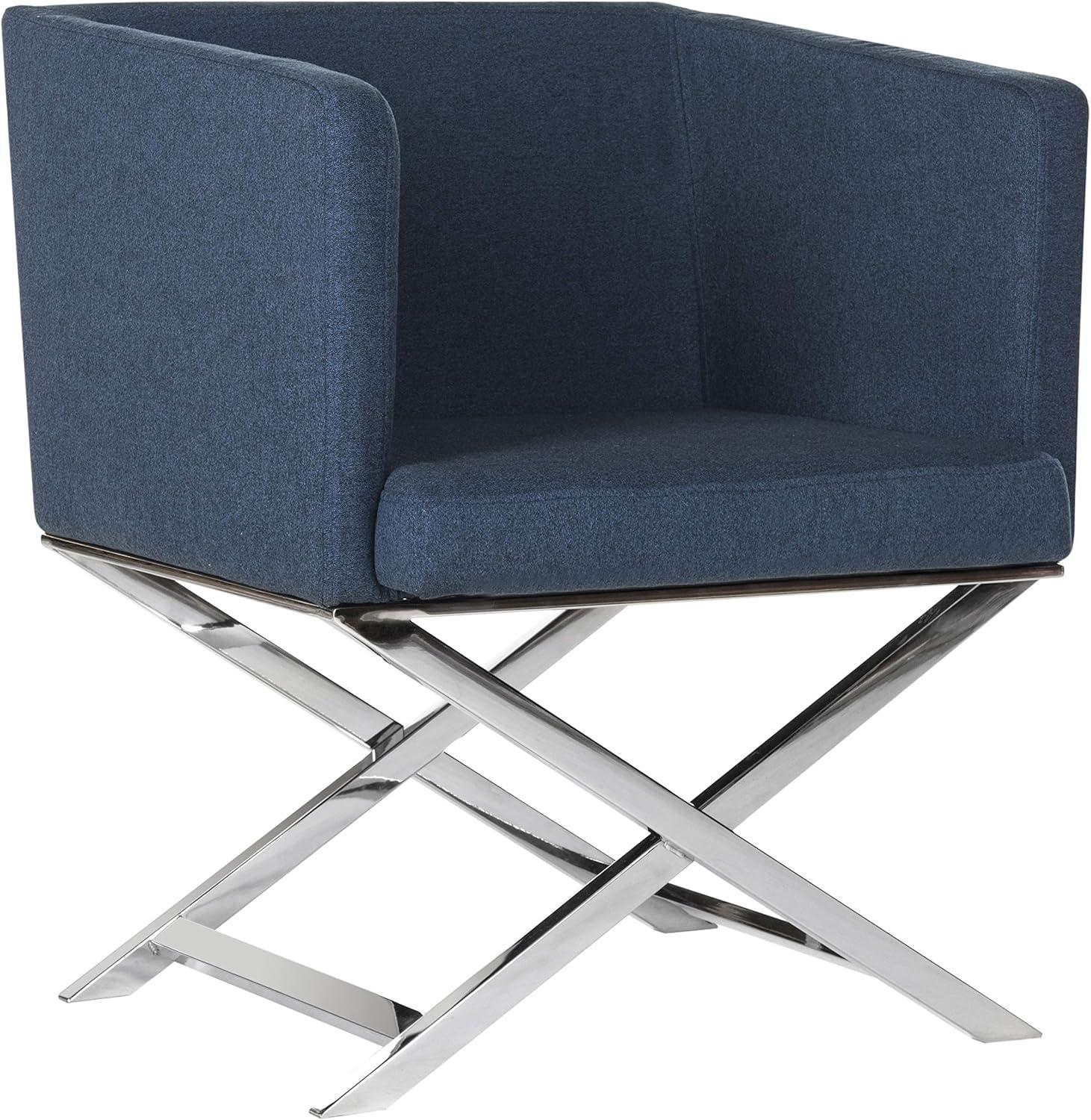 image:imageSafavieh Home Collection Celine Navy and Chrome Modern Glam Cross Leg ChairNavy Chrome
