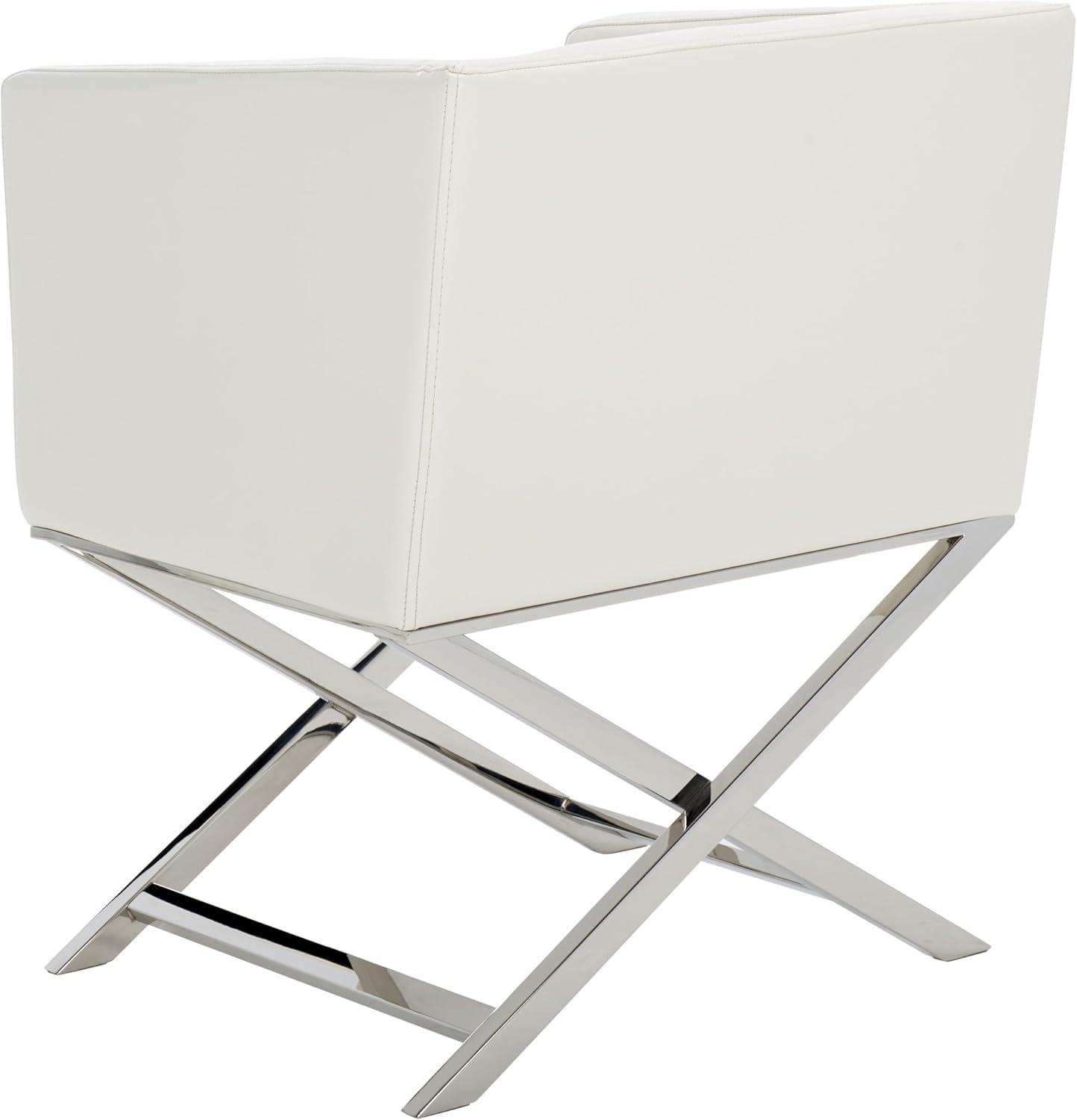 image:imageSafavieh Home Collection Celine Navy and Chrome Modern Glam Cross Leg ChairWhite Chrome