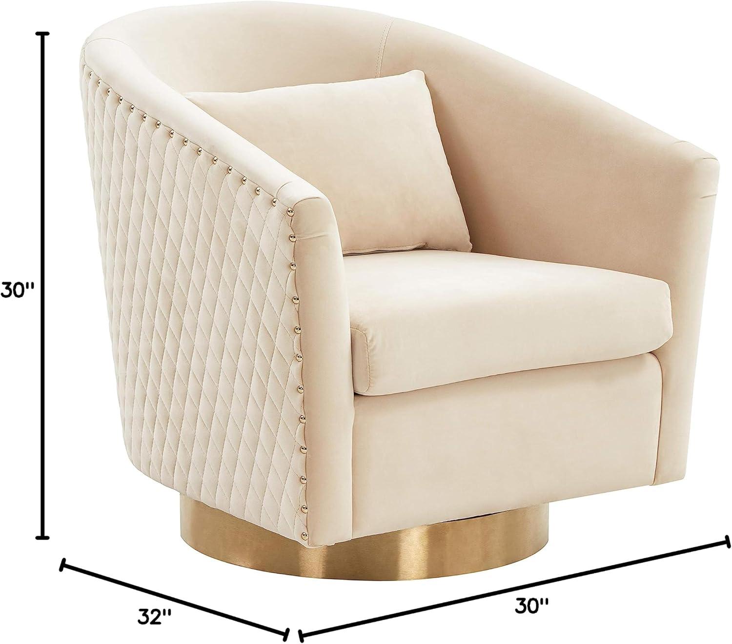 image:imageSafavieh Home Collection Clara Quilted Swivel Dusty Rose Tub Accent ChairCream Gold
