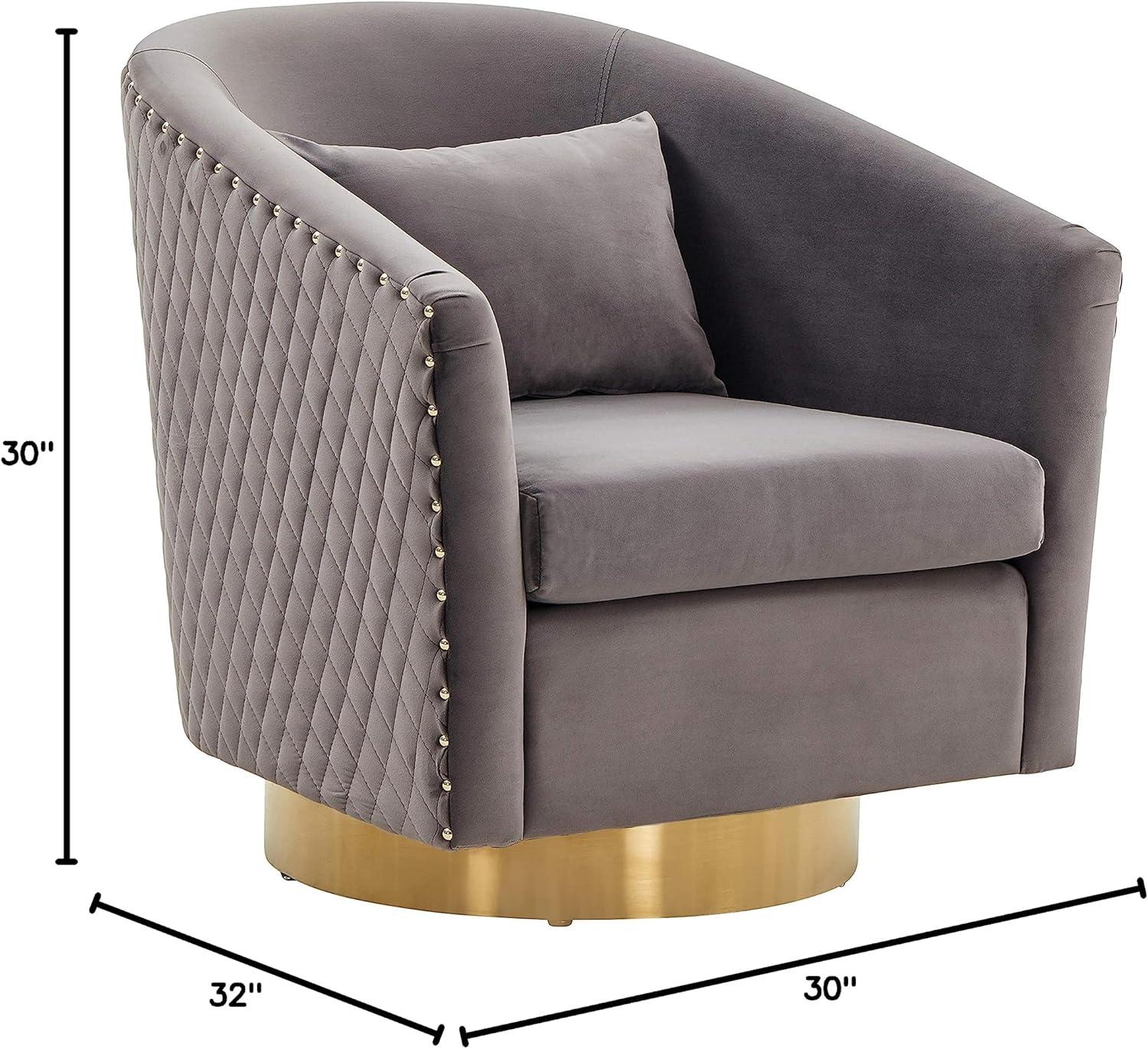 image:imageSafavieh Home Collection Clara Quilted Swivel Dusty Rose Tub Accent ChairGold Slate Grey