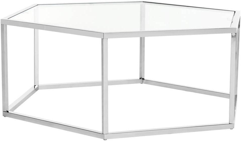 image:imageSafavieh Home Collection Eliana Chrome and Glass Hexagon Coffee Table