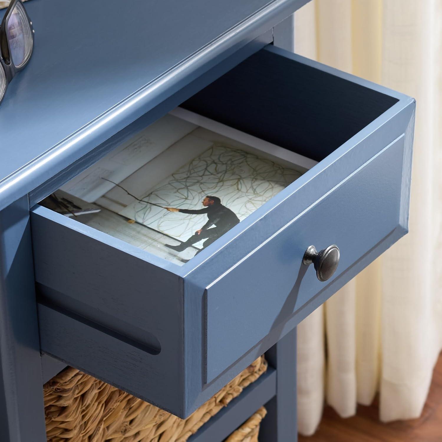 image:imageSafavieh Home Collection Everly Drawer White Wash 1Drawer 2 Removable Baskets Side TableBlue