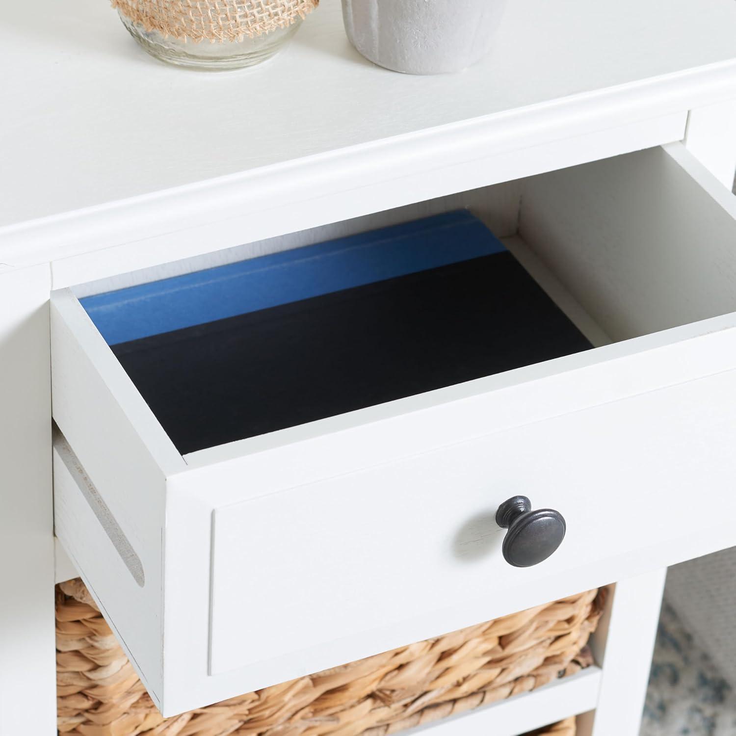 image:imageSafavieh Home Collection Everly Drawer White Wash 1Drawer 2 Removable Baskets Side TableVintage White