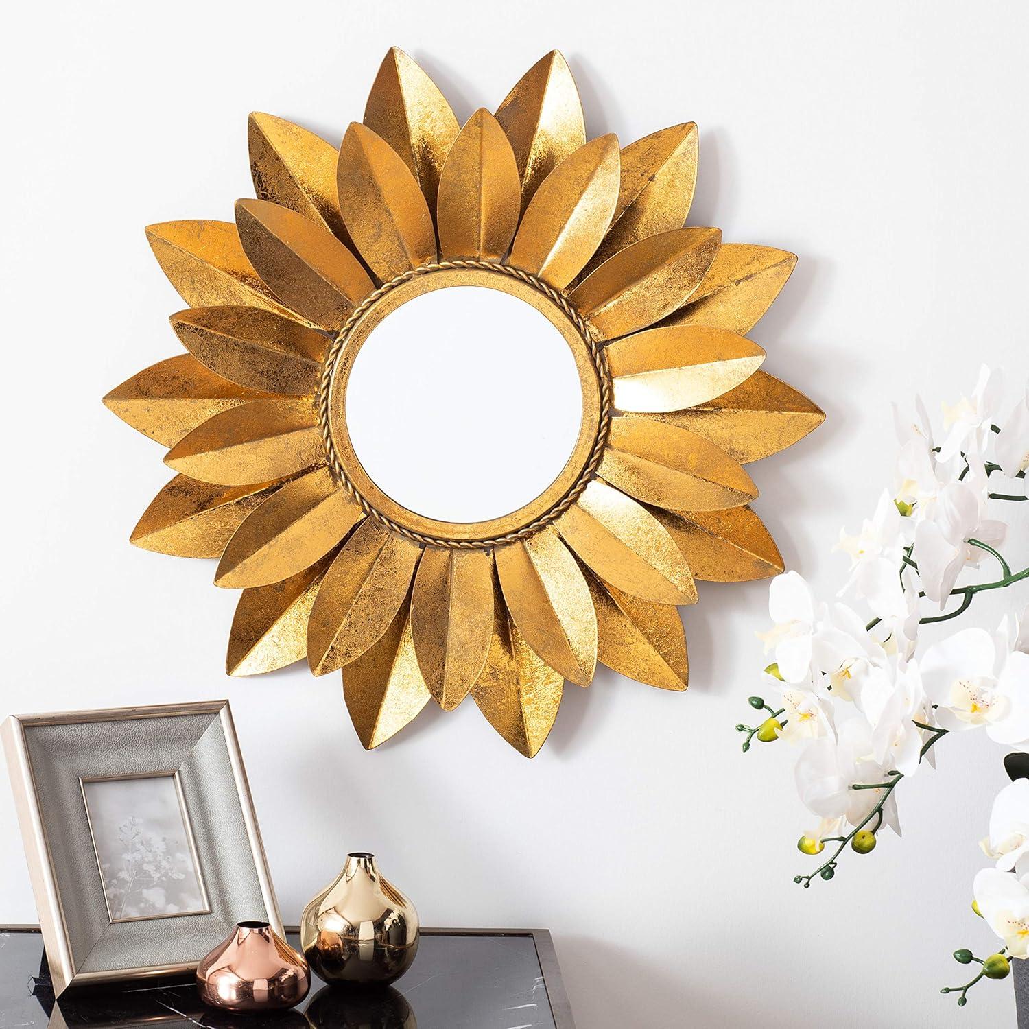 image:imageSafavieh Home Collection Larcen 22inch Gold Flower Round Mirror