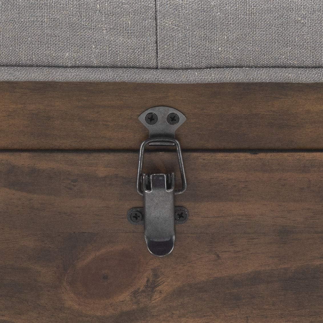image:imageSafavieh Home Collection Liam Light Beige and Dark Oak Tufted Cocktail OttomanGrey Dark Oak